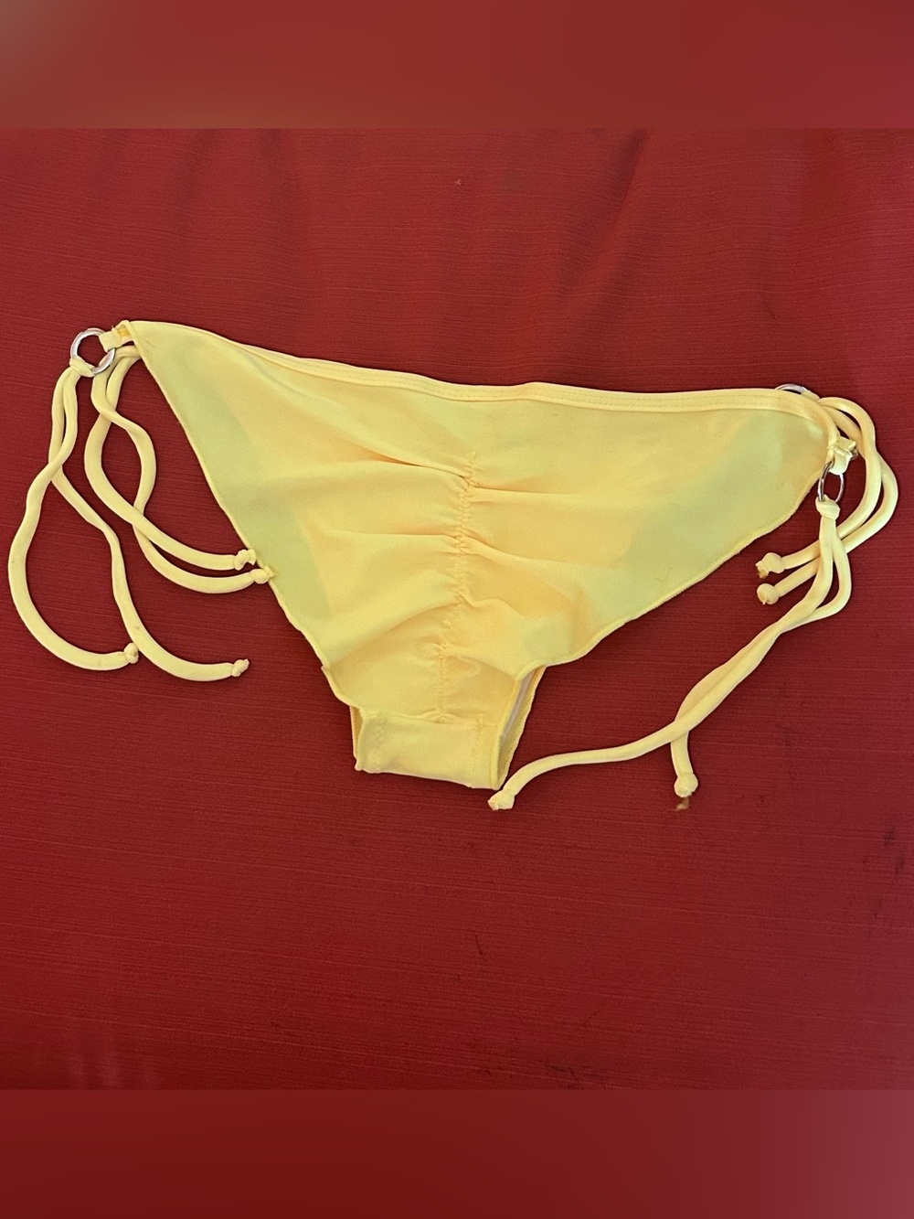 Agatha Ruched Tie-Side Yellow Bikini Bottoms L/G
